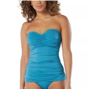 Coco Reef Charisma Tie-Back Ruched Bra-Sized Pleated Tankini Top swimsuit, 38DD